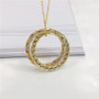 Fashion Double Circle Pendant Yellow Gold Plated Sterling Silver Necklace