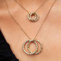 Fashion Double Circle Pendant Yellow Gold Plated Sterling Silver Necklace