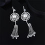 Classic White Created Diamond and Pearl Wheel With Pendant Dangle Earrings