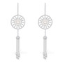 Classic White Created Diamond and Pearl Wheel With Pendant Dangle Earrings