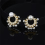 Pearl and Created Diamond Stud Earrings