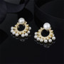 Pearl and Created Diamond Stud Earrings