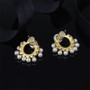 Pearl and Created Diamond Stud Earrings
