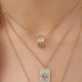 Sterling Silver Octagonal Pendant Necklace with White Created Diamond