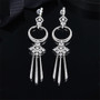 White Sterling Silver Created Diamond Dangle Earrings