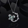 Luxury Sterling Silver Green Butterfly Pendant Necklace