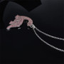 Sterling Silver Pink Dinosaur Necklace Created Sapphire Pendant