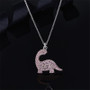 Sterling Silver Pink Dinosaur Necklace Created Sapphire Pendant