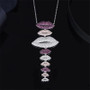 Sterling Silver Color Lip Necklace with Created Diamond Necklace
