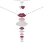 Sterling Silver Color Lip Necklace with Created Diamond Necklace