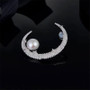 Moon Created Diamond and Pearl Single Stud Earring