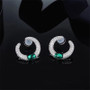 Sterling Silver Created Diamond Hoop Earrings
