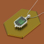 Rectangular Pendant Sterling Silver Green Created Sapphire Necklace