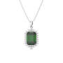Rectangular Pendant Sterling Silver Green Created Sapphire Necklace