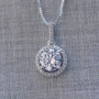 Round Pendant Sterling Silver White Created Diamond Necklace