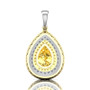 Water Drop Pendant Pear Cut Sterling Silver Yellow Created Sapphire Necklace