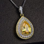 Water Drop Pendant Pear Cut Sterling Silver Yellow Created Sapphire Necklace