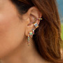 Round Huggie Hoop Earrings Small Created Sapphire Cuff Earrings for Women Girls