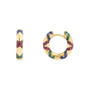 Round Huggie Hoop Earrings Small Created Sapphire Cuff Earrings for Women Girls