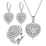 Halo Heart Created White Diamond Sterling Silver Jewelry Set