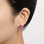Flower 925 Sterling Silver Pink Pear Created Sapphire Stud Earrings