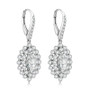 1.0CT Marquise Cut Halo Sterling Silver Created White Diamond Leverback Drop Earring
