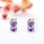 Purple Pear Shaped Gmestone Amethyst Stud Earrings