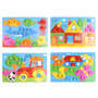 Kids Educational Toys Colorful Cognition Board Montessori Children Wooden Jigsaw Puzzle Toys Color Match Game Board Wooden Toys