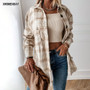 Autumn Spring Long Plaid Shirt Women Casual