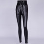 Black Belt High Waist Pencil Faux Leather Women Pant