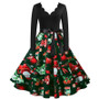 Women Long Sleeve V neck Elegant Christmas Dress