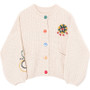 Sweater women's cardigan embroidery round neck loose retro jacket
