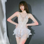 Kawaii sexy see-through lace halter temptation mesh skirt suspender pajamas