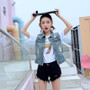 Slim-fit ripped denim short sleeveless denim vest