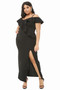 Plus Size Open Shoulder Ruffle Dress