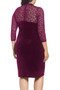 Burgundy Velvet & Glitter Lace Plus Size Sheath Dress