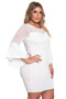 Plus Size Mesh Trim Bell Sleeve Bodycon Dress