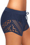 Drawstring Lace Panel Plus Size Swim Shorts