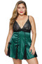 Lace Cup Satin Tulle Plus Size Babydoll with Bowknot