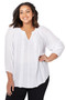 Embroidered Stripe Plus Size Peasant Top