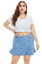 Plus Size Denim Skirt High Waist Ruffles