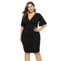 V Neck Flare Short Sleeve Sexy Pencil Dress