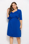 V Neck Half Sleeve Solid Midi Dress