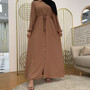 Long Sleeve Solid Casual Long Dress