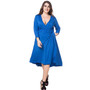 Deep V Neck Long Sleeve Casual Long Dress