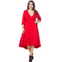 Deep V Neck Long Sleeve Casual Long Dress