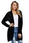 Black Ribbed Open Front Long Sleeve Cardigan