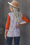 Orange Leopard Splicing Button Long Sleeves Top