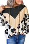 Leopard Print Color Block Cold Shoulder Long Sleeve Top