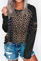 Black Raglan Sleeve Leopard Blouse